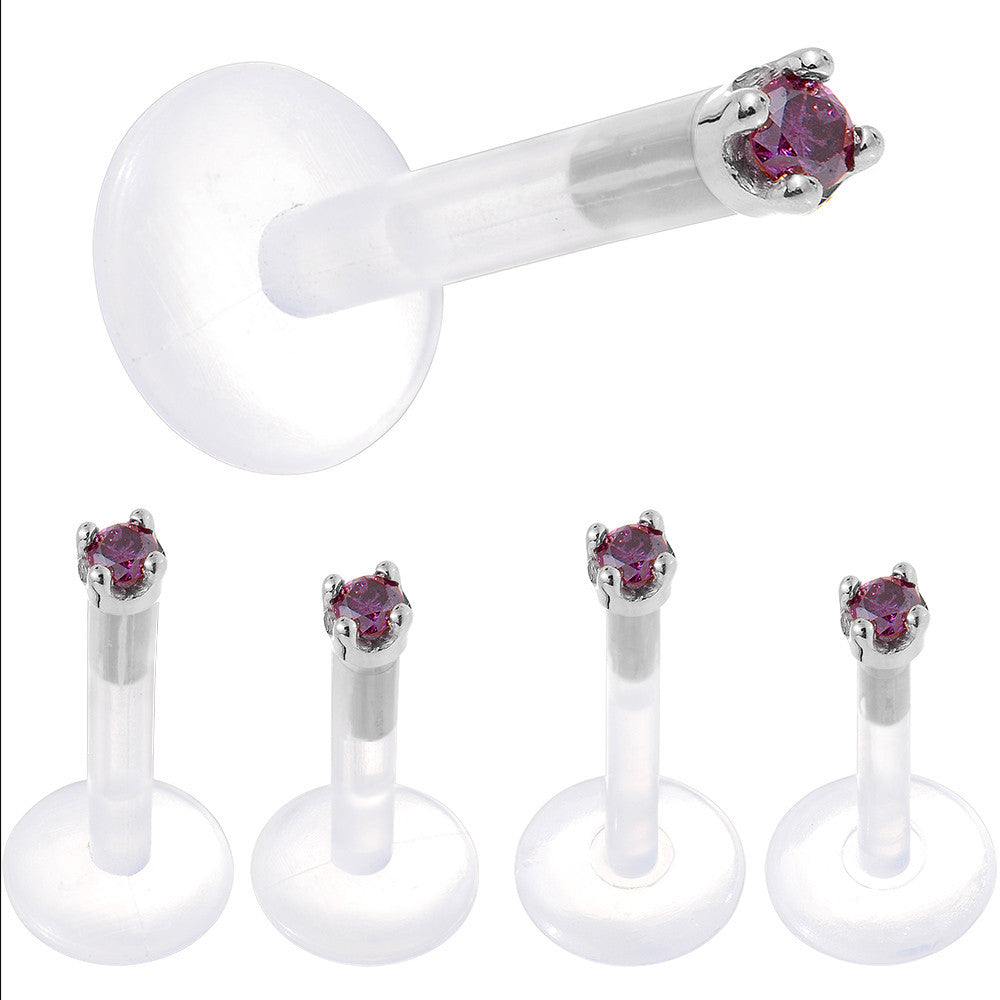 Solid 14K White Gold 1.5mm Genuine Purple Diamond Bioplast Push in Monroe
