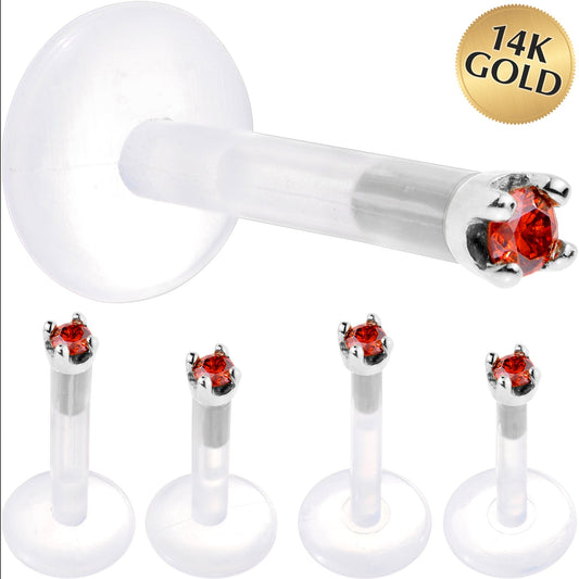 Solid 14K White Gold 1.5mm Genuine Red Diamond Bioplast Push in Monroe