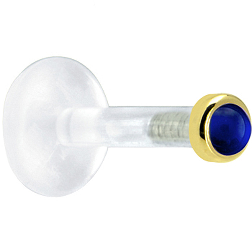 Solid 14K Yellow Gold 2mm Genuine Blue Sapphire Bioplast Push in Monroe