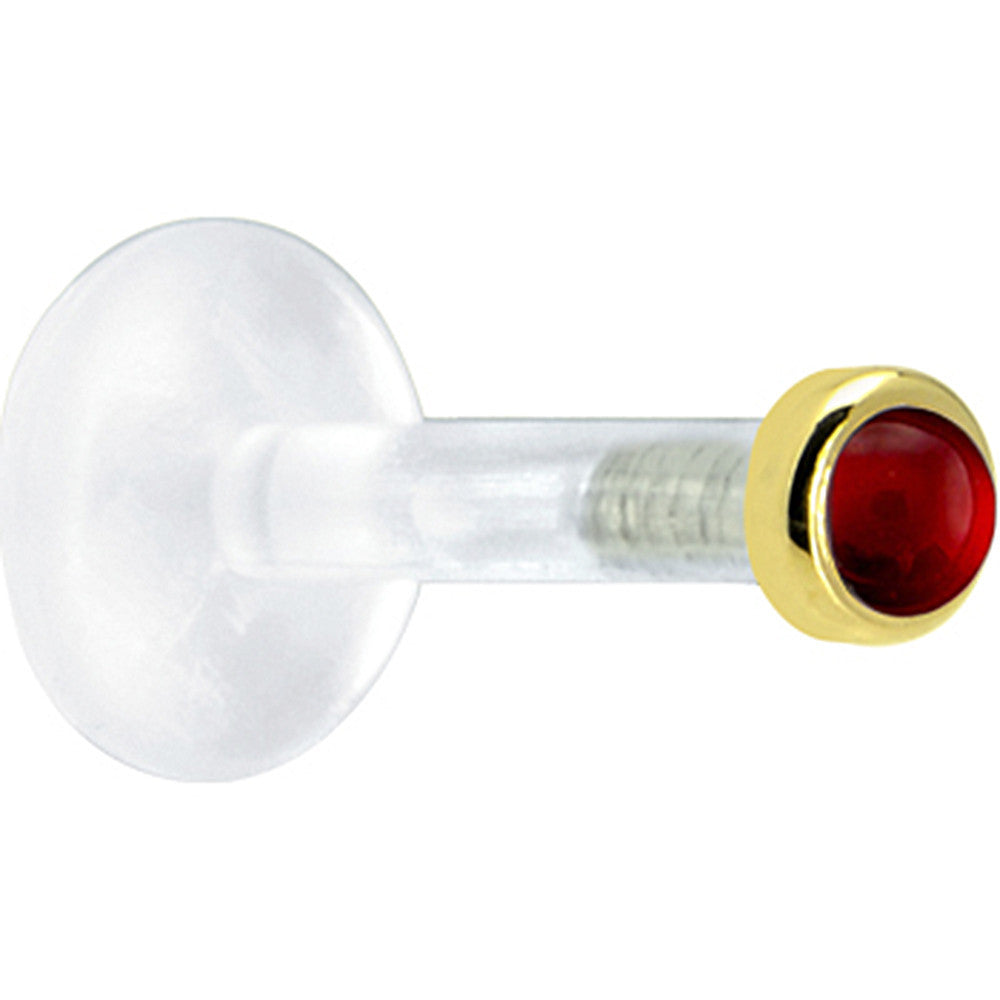 Solid 14K Yellow Gold 2mm Genuine Ruby Bioplast Push in Monroe