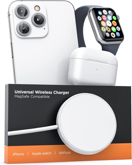 2-in-1 Charger Desinged for iPhone and Apple Watch Combo - Magnetic Dual Sided Charging Compatible with MagSafe (USB C)