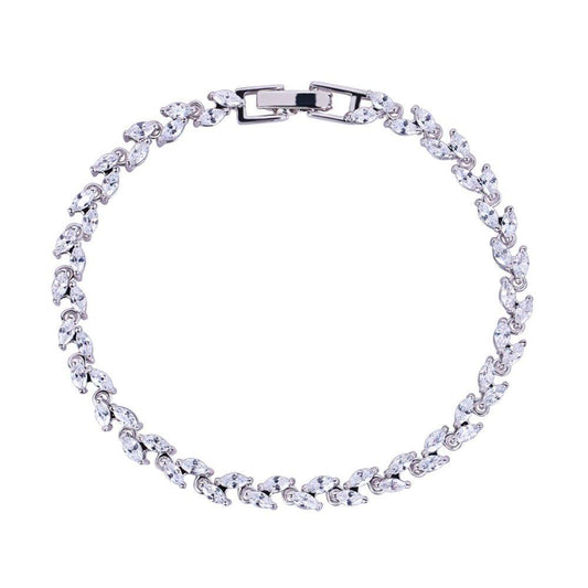 Marquise Cut Cubic Zirconia Tennis Bracelet with White Diamond Cubic Zirconia