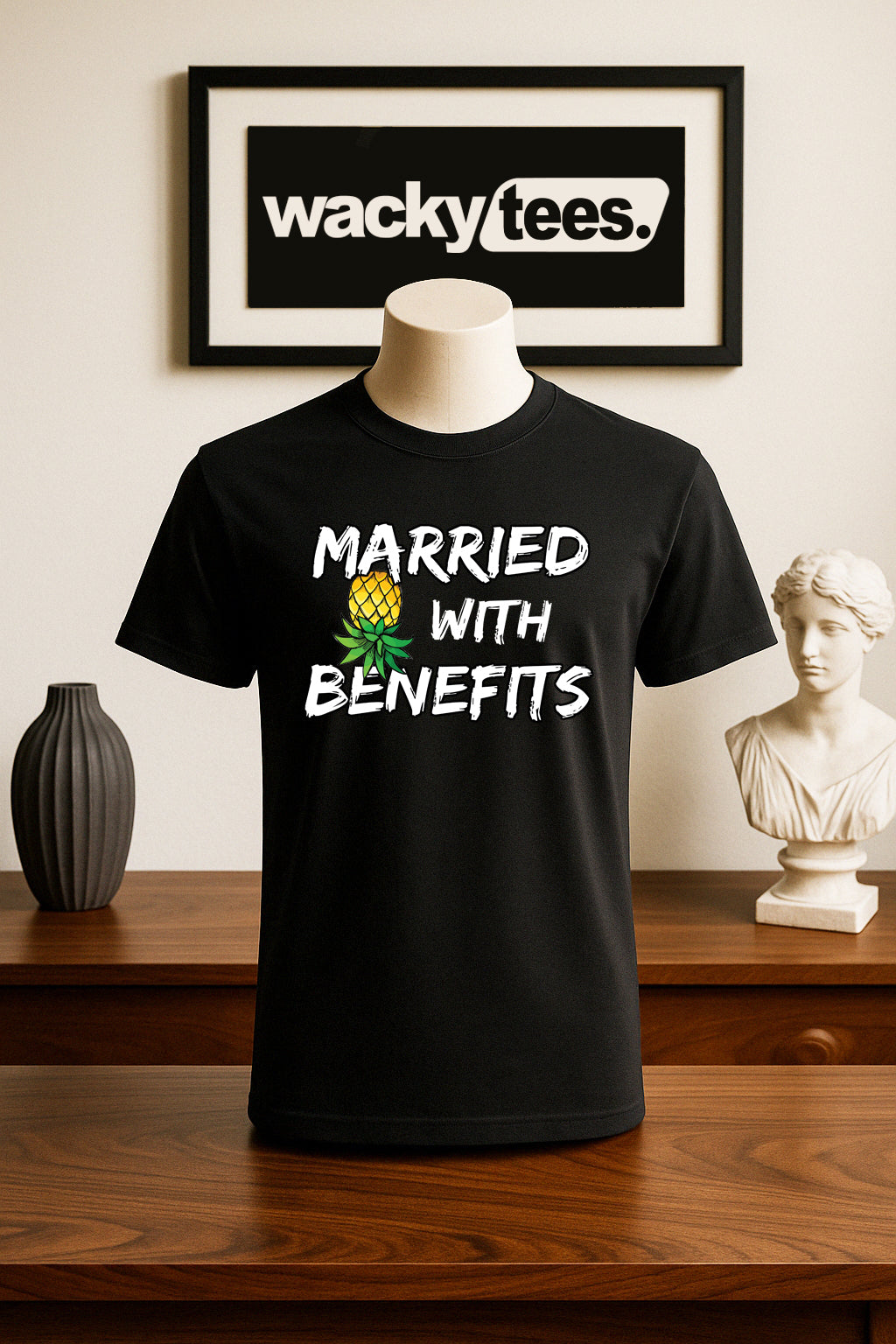 Married With Benefits Upside Down Pineapple Swingers Funny Adult Humor Graphic Tee Shirt