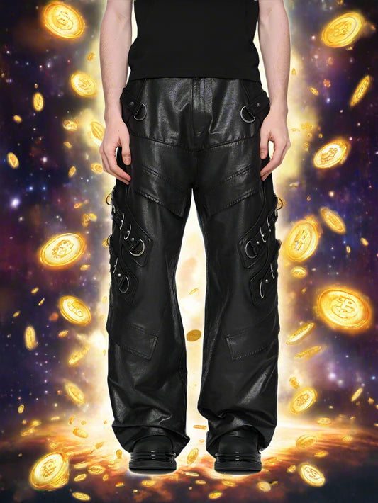 Mauroicardi Shadowstrike PU Leather Moto Pants – Blackout Edition 2025 - Premium pants from Lizard Vigilante - Just $195.99! Shop now at Lizard Vigilante
