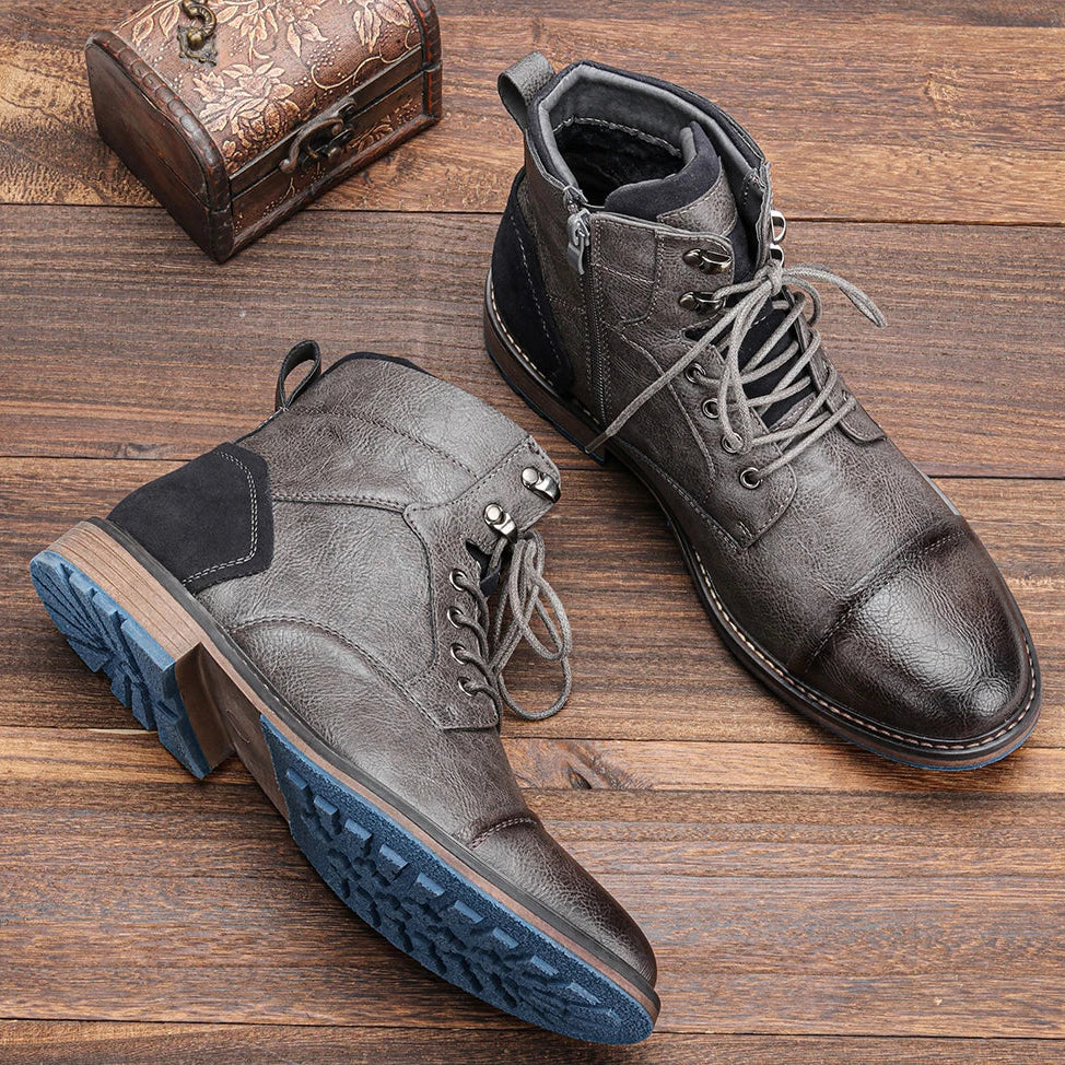 Men's Leather Ankle Boots - Western Style | Durable, Stylish & Comfortable Footwear for Men - Premium boots from Lizard Vigilante - Just $88.99! Shop now at Lizard Vigilante