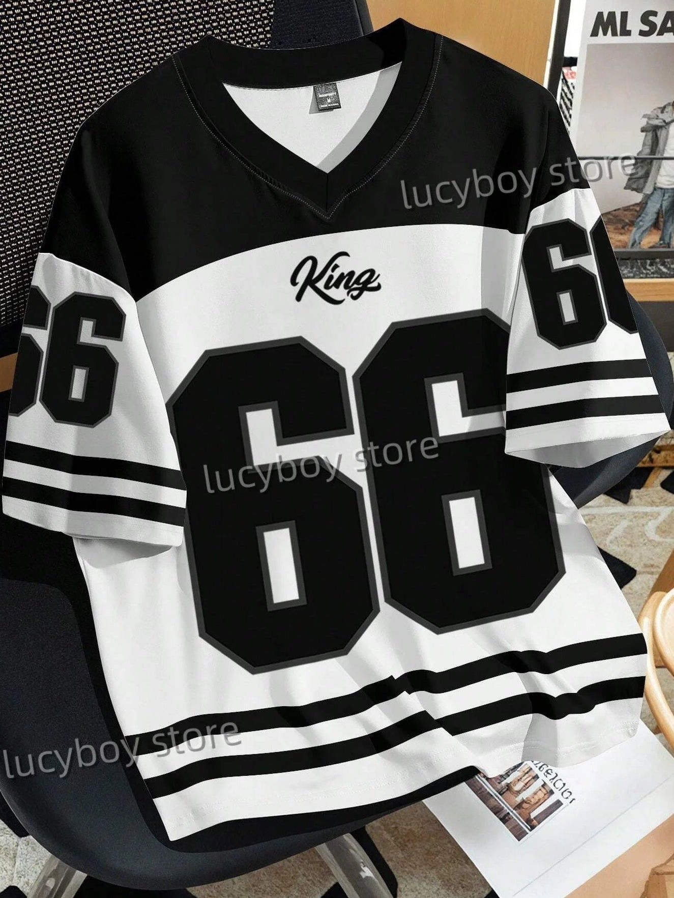 Mens 3D Numbers Printed Short Sleeve T Shirt Man V Neck Sportwear Brooklyn Racing Football Tee Vintage Casual Tops Men Clothes - Premium  from Lizard Vigilante - Just $12.99! Shop now at Lizard Vigilante