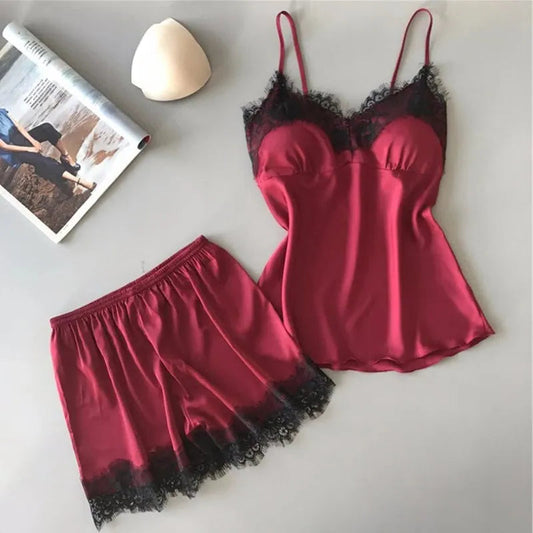 Midnight Siren Satin Pajama Set:  Unleash Your Inner Femme Fatale - Premium sleepwear from dsers - Just $24.99! Shop now at Lizard Vigilante