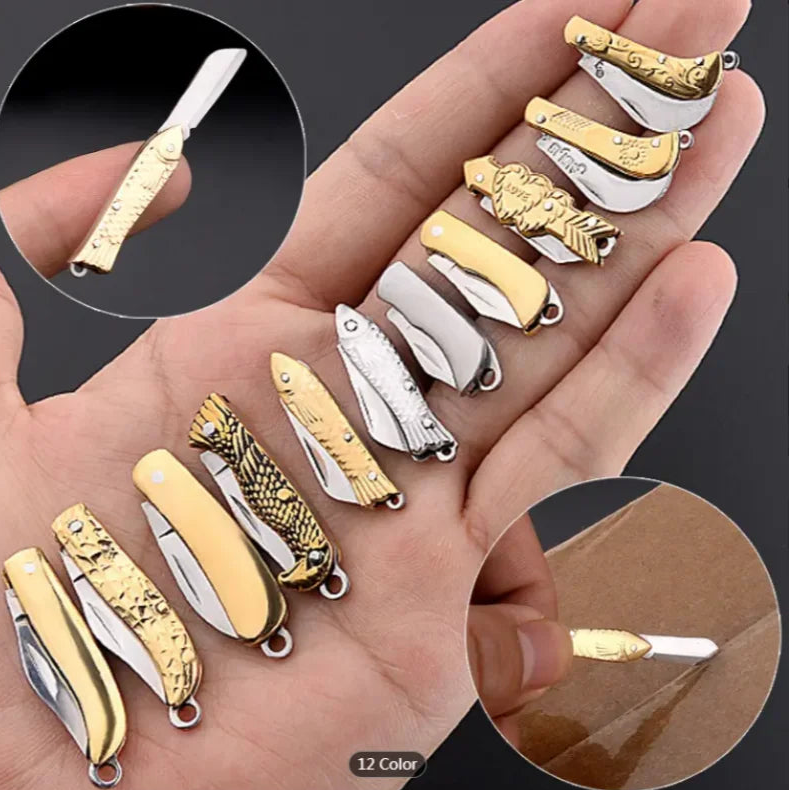 Mini Brass Folding Knife Sharp Delicate Knife Gift Outdoor Carry Key Chain Pendant Pocket Knife Self-defence Delivery Tools - Premium  from Lizard Vigilante - Just $5.99! Shop now at Lizard Vigilante