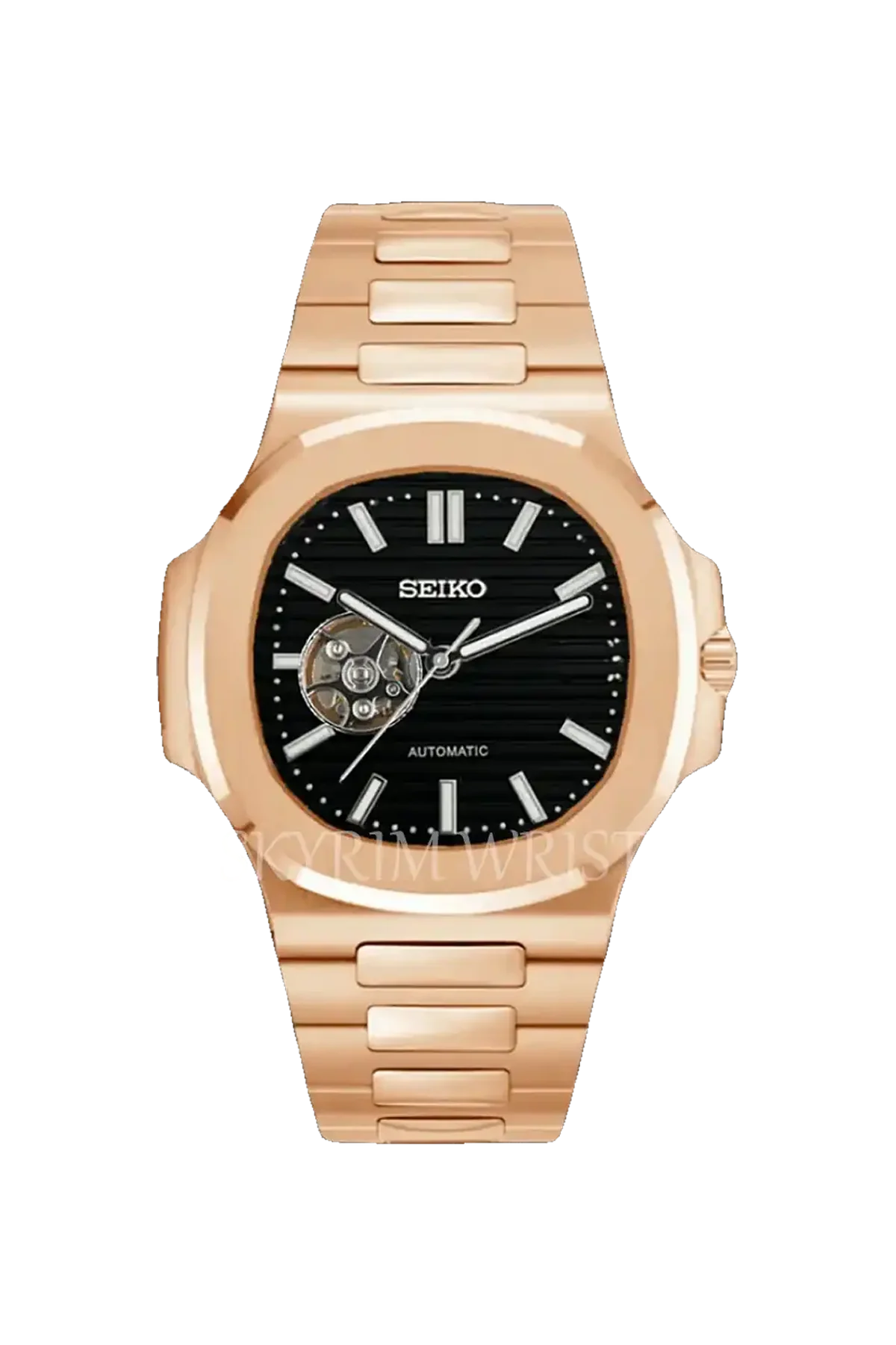 Mod Nautilus Rose Gold Skeleton Black