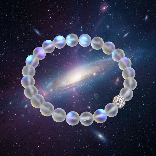 Moonstone Bracelet Multicolor Mermaid Glass Shining Stone Beaded Elastic Bracelets For Women Men Couple Handmade Wristband Gifts - Premium  from Lizard Vigilante - Just $8.99! Shop now at Lizard Vigilante
