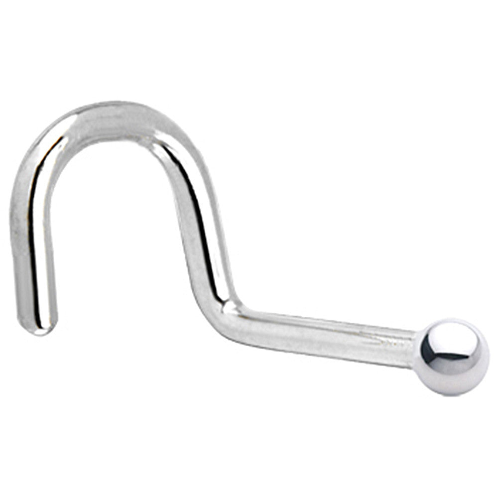 Solid 14K White Gold 1.5mm Ball Nose Ring