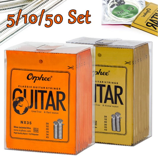 “NX SILVERBLOOD STRING PACK” – 10/50 Set Orphee NX-Series Silver-Plated Nylon Strings | For Classical Guitarists Who Shred in Silence - Premium strings from dsers - Just $12.99! Shop now at Lizard Vigilante