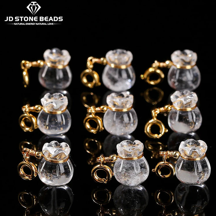 Natural Rock Quartz Lucky Bag Pendant – Crystal Bead Charm with Copper Buckle for DIY Necklaces, Bracelets, and Jewelry Accessories - Premium charm from Lizard Vigilante - Just $19.88! Shop now at Lizard Vigilante