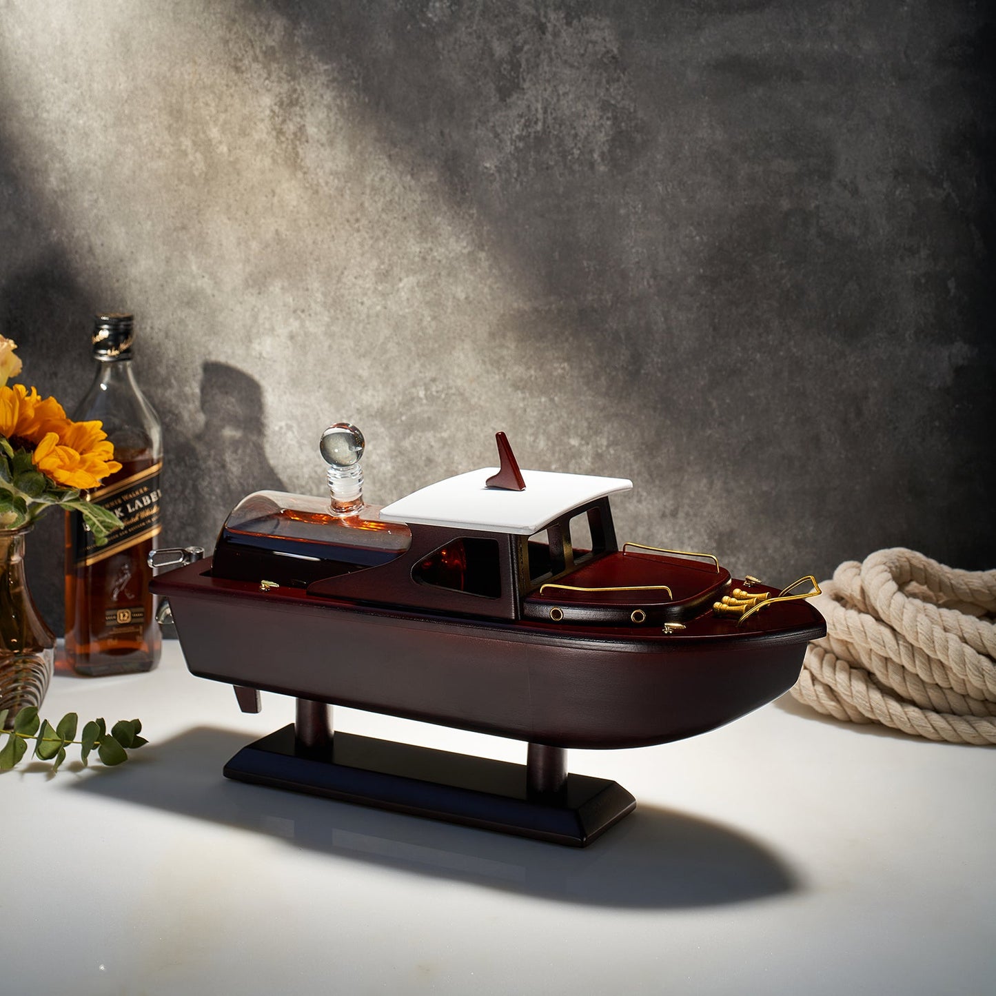 Boat Ship Whiskey & Wine Decanter Ship - The Wine Savant Ship Decanter Set 800ml - Drink Dispenser for Wine, Whiskey, Ship In A Bottle Decanters Bar Set, Liquor Scotch Bourbon, Boating Mariner Gifts