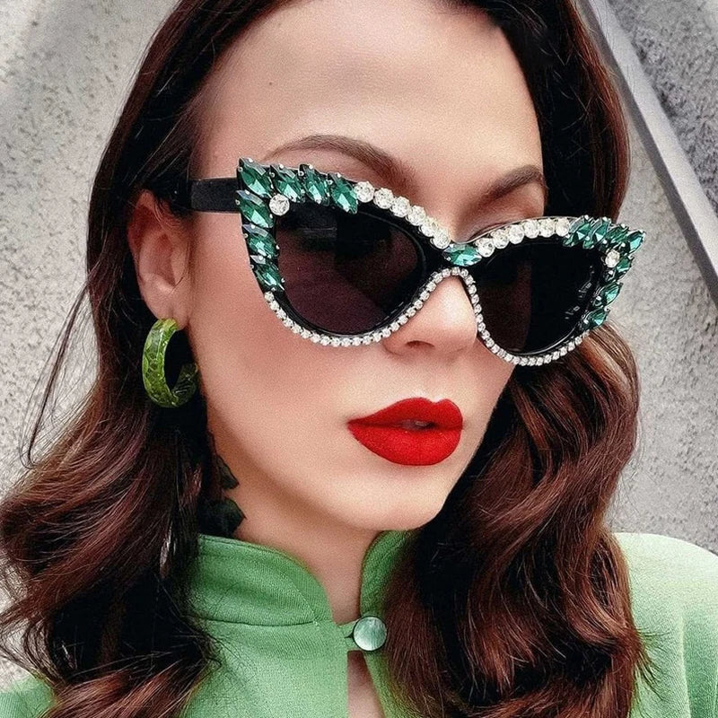 New Personality Fashion Cat Eye Colorful Big Diamond Glasses Droplet shaped Sunglasses Cat Eye Diamond Sun Glasses - Premium  from Lizard Vigilante - Just $9.99! Shop now at Lizard Vigilante