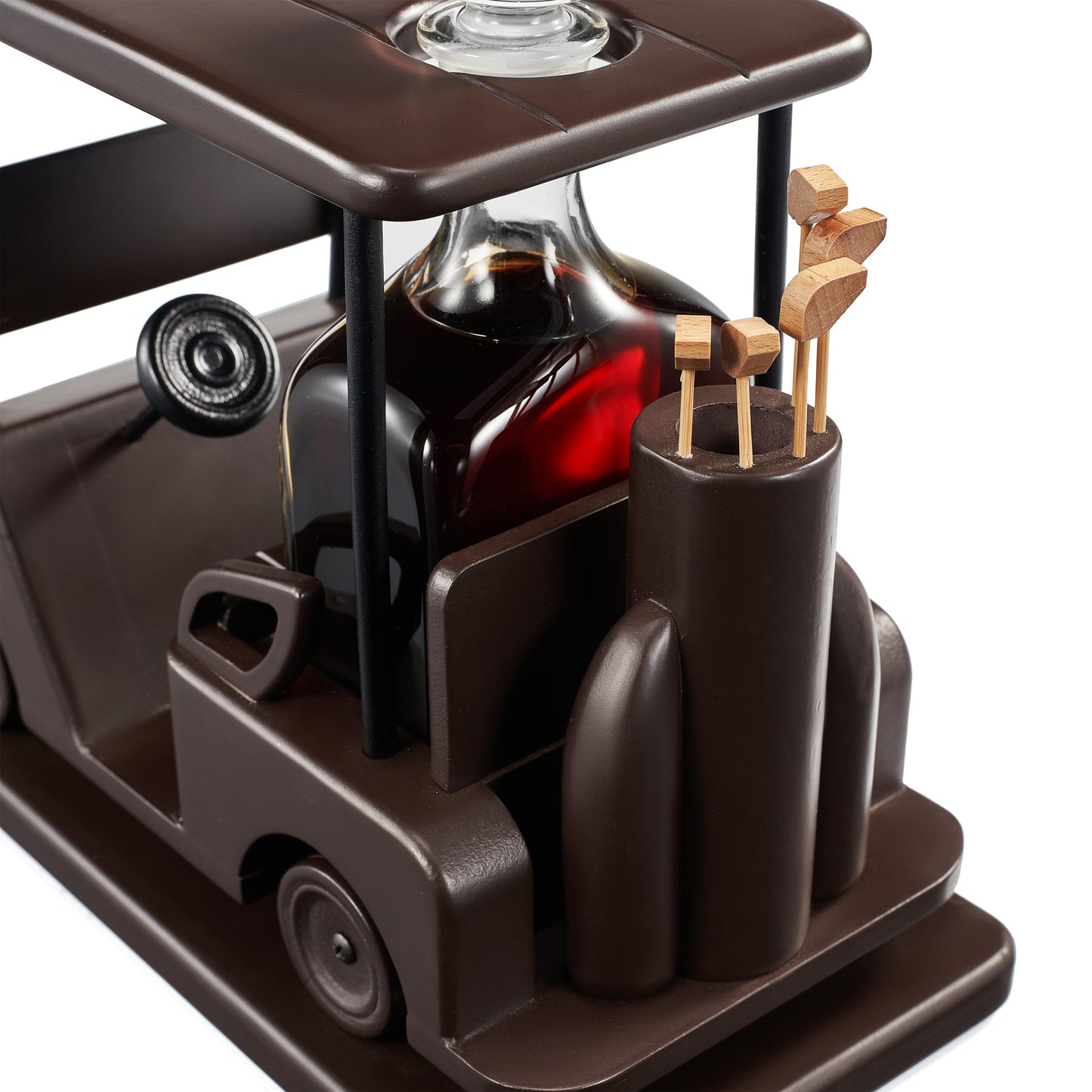 Golf Decanter Whiskey Decanter - The Wine Savant - Brown Mahogany Wood Golf Gifts for Both Men & Women, Golf Accessories, Golfer Gifts, Based on A Replica Golf Cart (600ml Decanter)