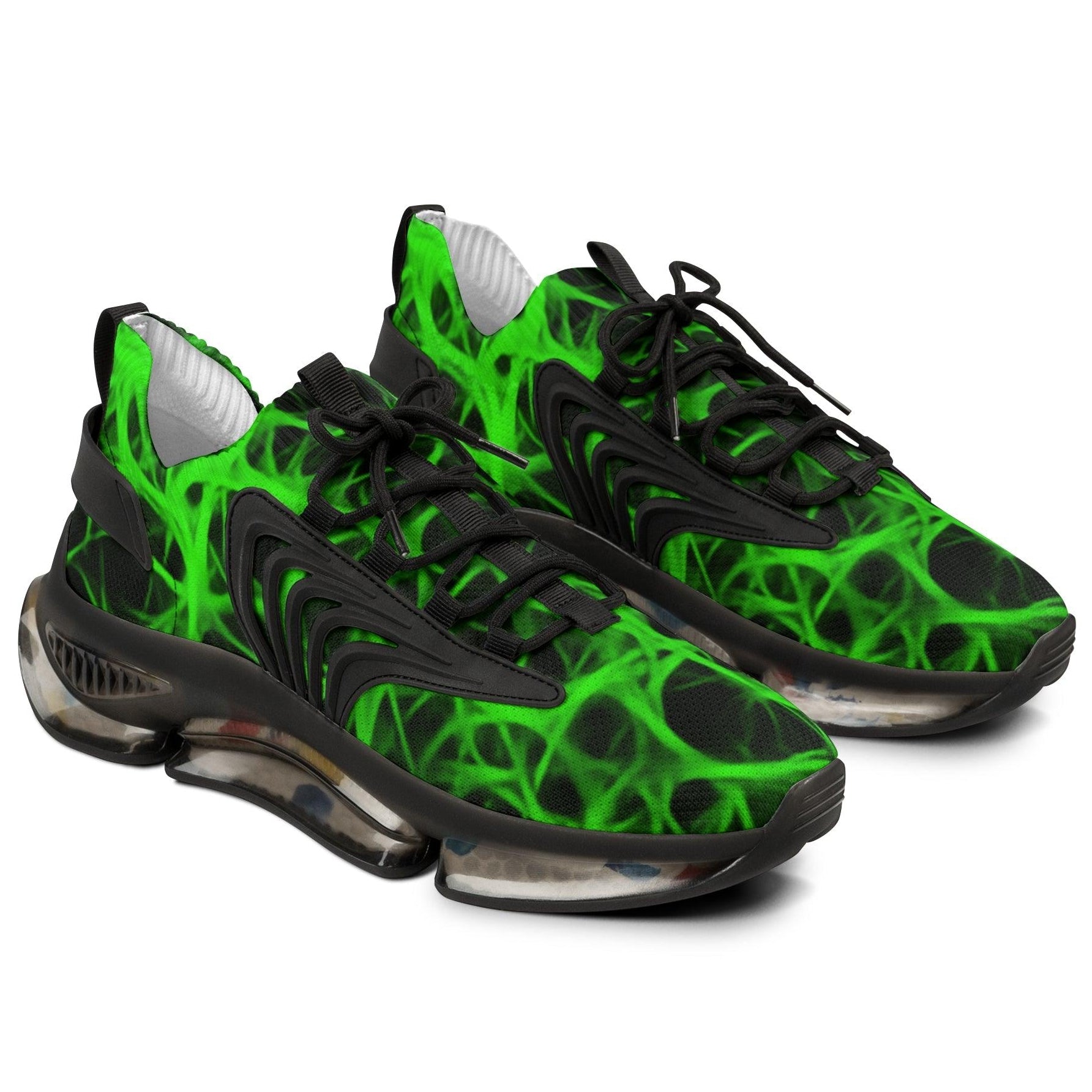 Nuclear Green Charged Men's Mesh Sneakers - Lizard Vigilante