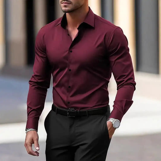 Men's Long Sleeve Business Formal Wear Slim Fit Shirt