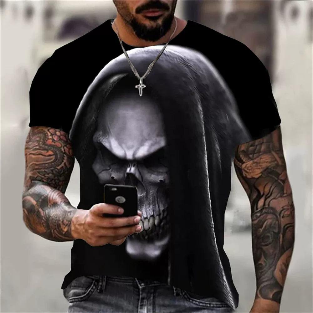 3D Skeleton Loose Round Collar T-shirt Casual 3D Skull Loose Crew Neck T-shirt - Premium T-Shirt from Lizard Vigilante - Just $22.99! Shop now at Lizard Vigilante