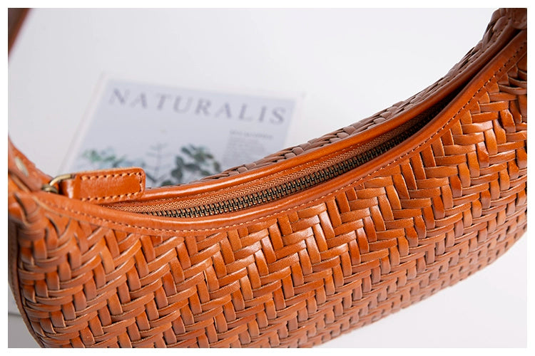 Fuer French Handmade Minimalist Genuine Leather Underarm Bag – Crescent Weave Design - Premium handbag from dsers - Just $125.99! Shop now at Lizard Vigilante