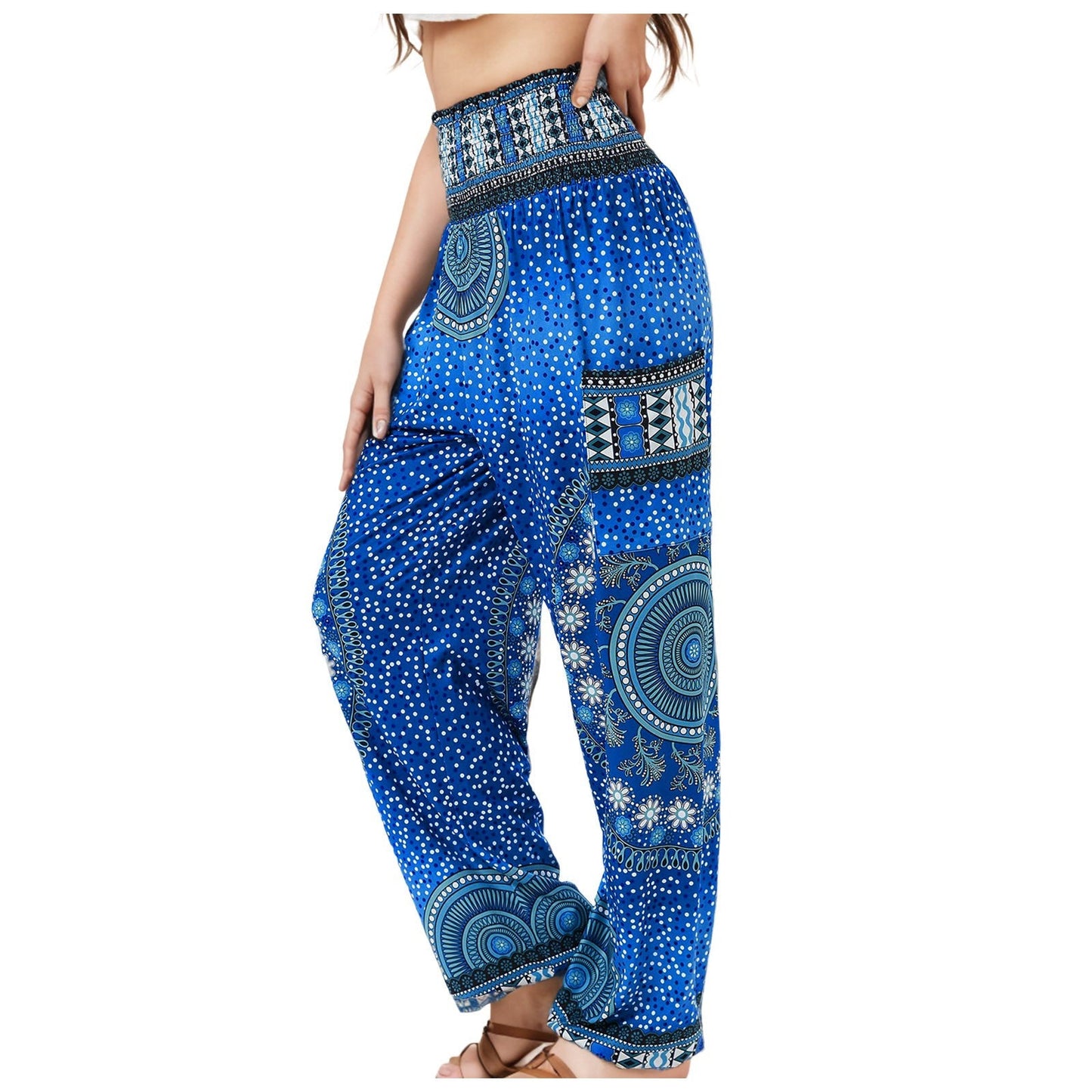 Women's Striped Digital Floral Print Casual Jumpsuit