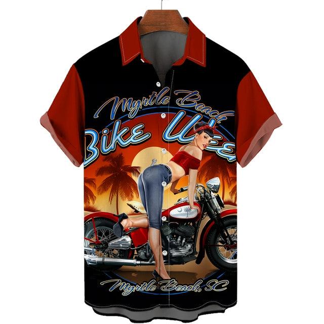 Feel The Freedom Route 66 Red White Blue 3D Printed Short Sleeve Lapel Shirt Fashion Style Racing 3D Print Short Sleeve Shirt - Lizard Vigilante