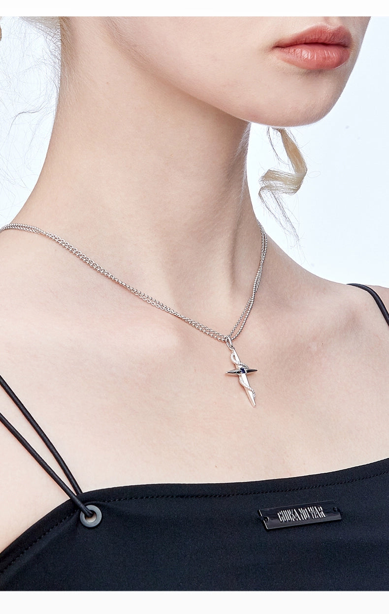 Guuka 925 Sterling Silver Eight-Pointed Star Necklace – Elegant Cross Chain Design for Women - Premium necklace from Lizard Vigilante - Just $58.88! Shop now at Lizard Vigilante