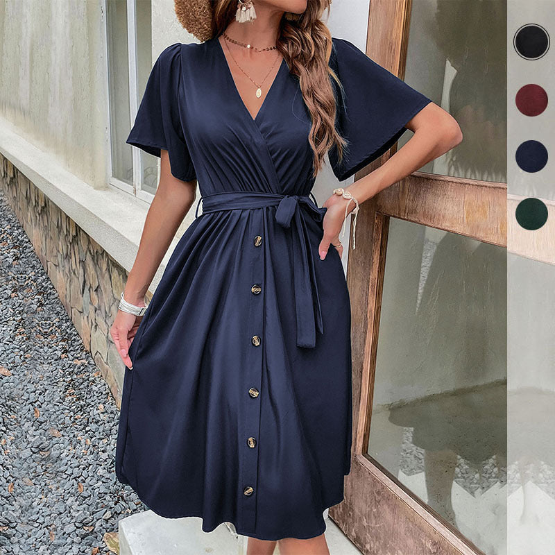 Commuters' Best Selling Bell Sleeve Waist Tie Dress