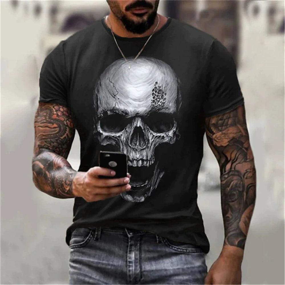 3D Skeleton Loose Round Collar T-shirt Casual 3D Skull Loose Crew Neck T-shirt - Premium T-Shirt from Lizard Vigilante - Just $22.99! Shop now at Lizard Vigilante