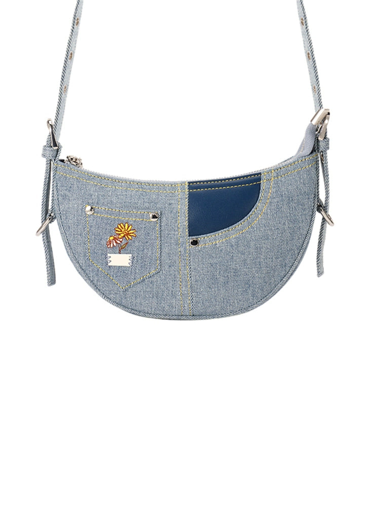 Ajidou Denim Patchwork Retro Crossbody Bag – Small Shoulder Bag for Women - Premium shoulder bag from Lizard Vigilante - Just $108.88! Shop now at Lizard Vigilante