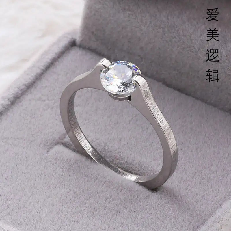 Fashion Diamond Ring Titanium Steel Ornament Simple Female Niche Jewelry Stainless Steel