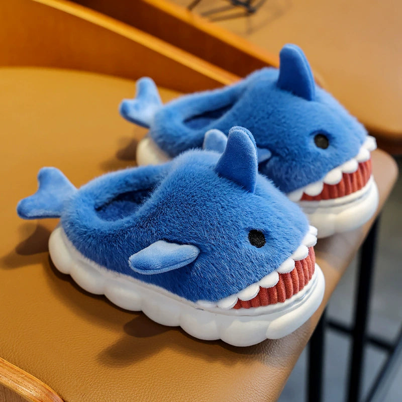 Children's Waterproof Cotton Slippers with Cute Shark Pattern - Non-Slip Indoor Footwear for Autumn and Winter - Premium slippers from Lizard Vigilante - Just $23.88! Shop now at Lizard Vigilante