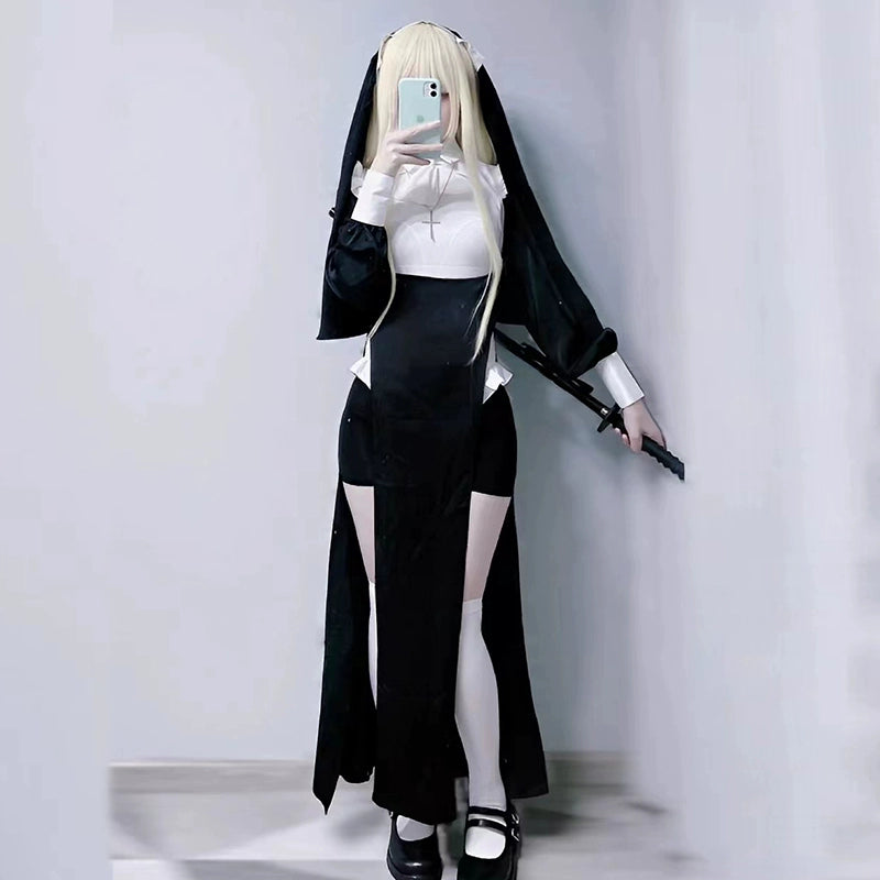 Nun's Outfit Cos Sexy Tight Clothes Cross-Dressing Cosplay Costume Slim Looking Maid Style Dress Pure Desire Plus Size - Premium  from Lizard Vigilante - Just $15.99! Shop now at Lizard Vigilante