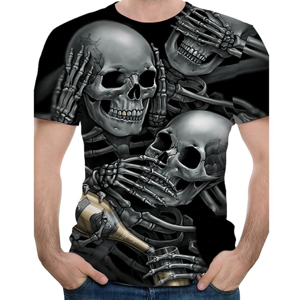 3D Skeleton Loose Round Collar T-shirt Casual 3D Skull Loose Crew Neck T-shirt - Premium T-Shirt from Lizard Vigilante - Just $22.99! Shop now at Lizard Vigilante