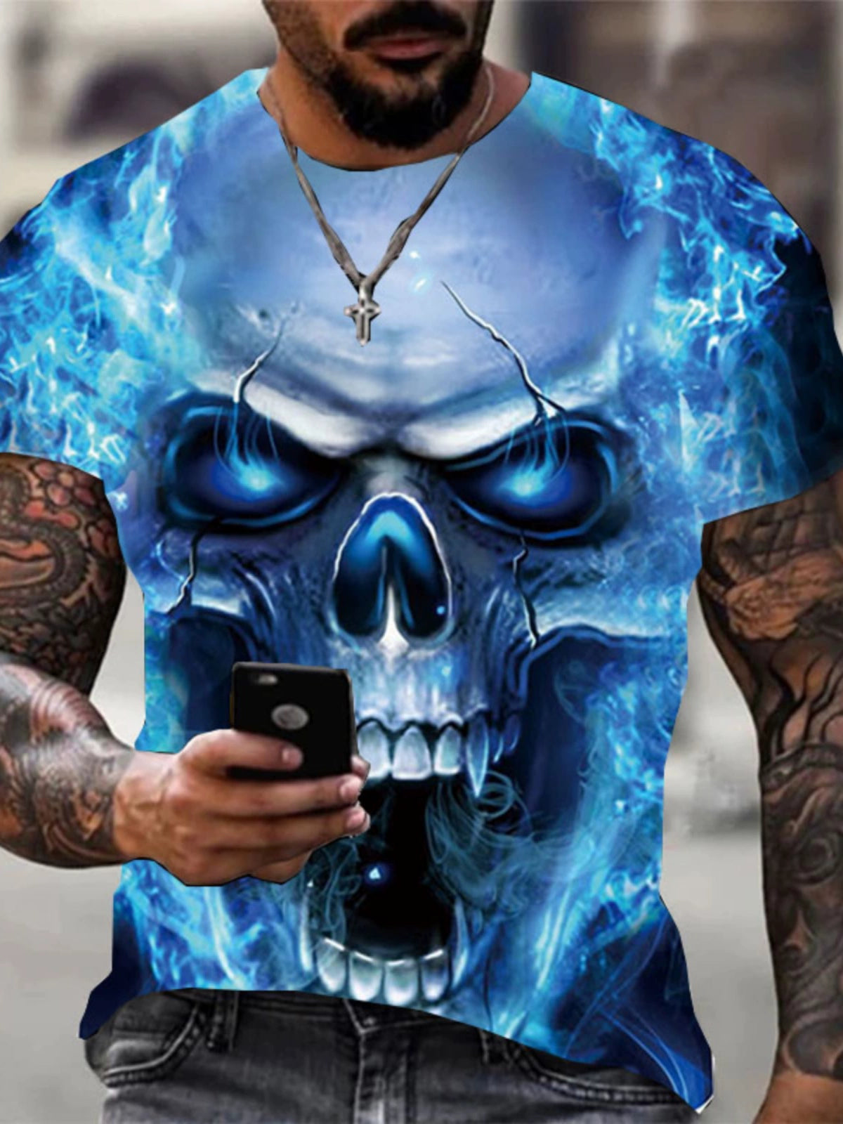 3D Skull Print Large Size Short Sleeve 3D Skull Print Plus Size Short Sleeve - Premium T-shirt from Lizard Vigilante - Just $23.99! Shop now at Lizard Vigilante