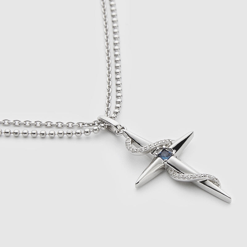 Guuka 925 Sterling Silver Eight-Pointed Star Necklace – Elegant Cross Chain Design for Women - Premium necklace from Lizard Vigilante - Just $58.88! Shop now at Lizard Vigilante