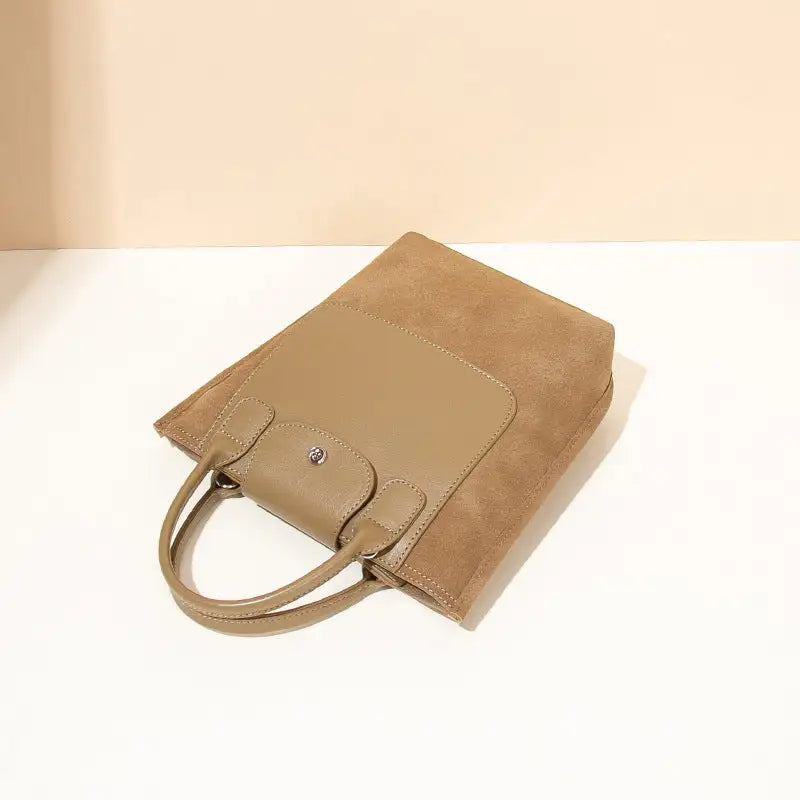 Women's Suede Stitching One-shoulder Bucket Bag