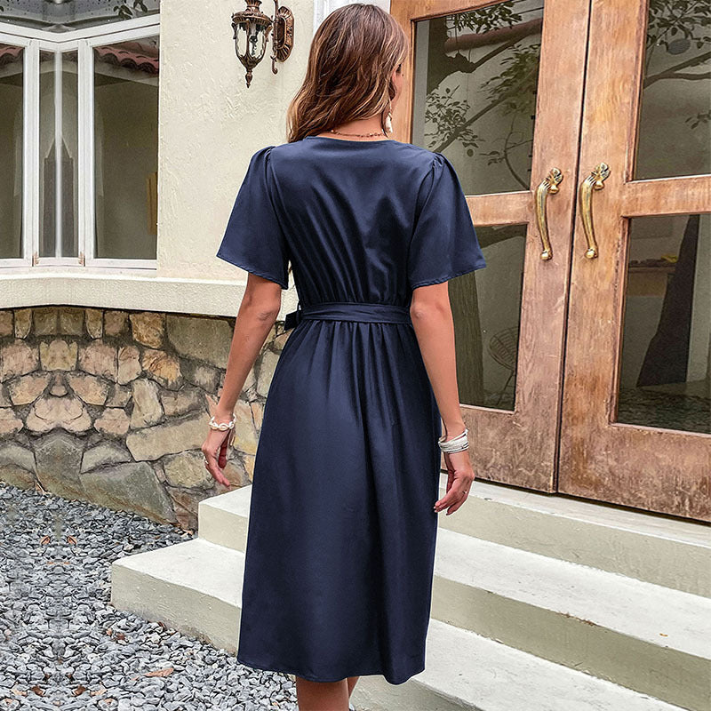 Commuters' Best Selling Bell Sleeve Waist Tie Dress