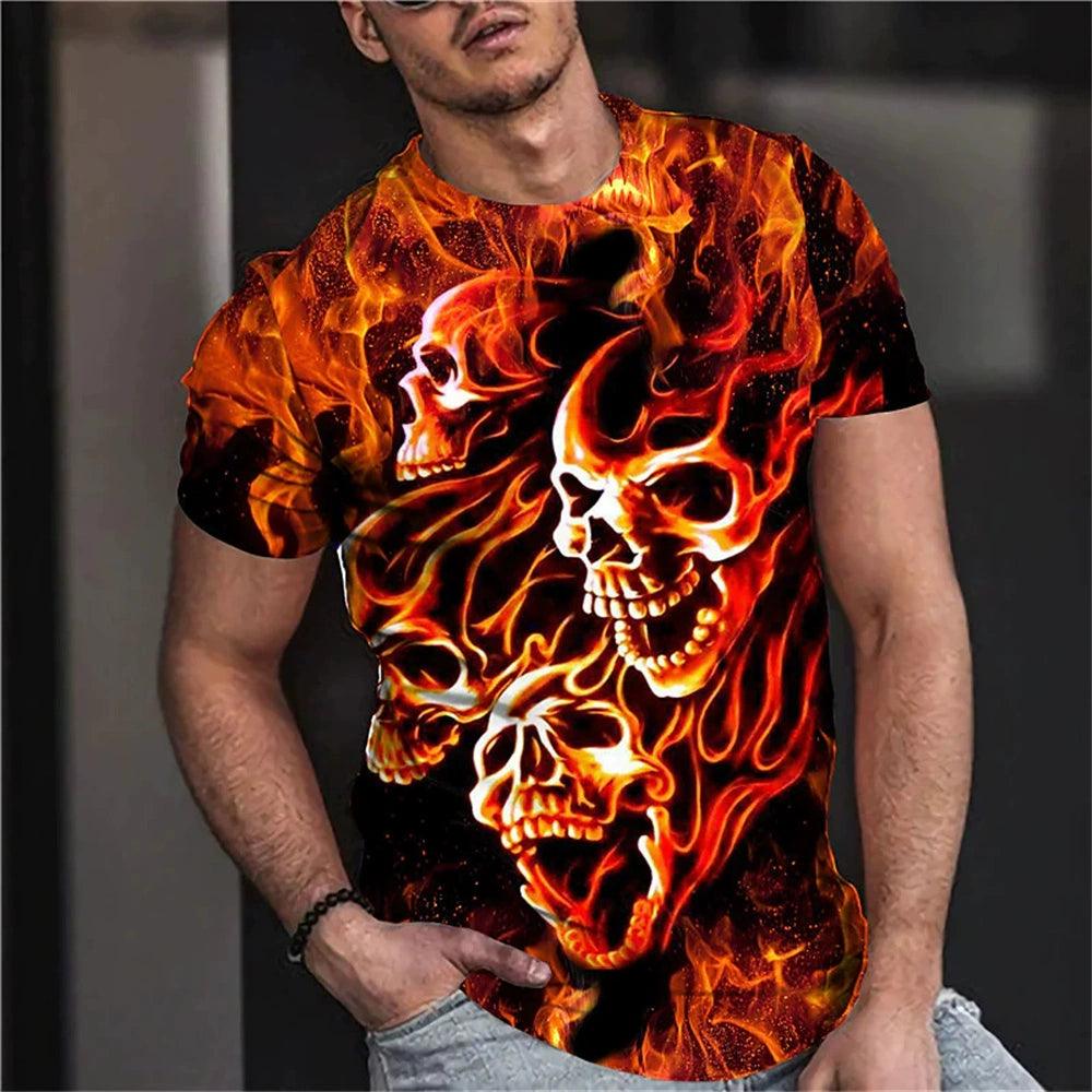 3D Skeleton Loose Round Collar T-shirt Casual 3D Skull Loose Crew Neck T-shirt - Premium T-Shirt from Lizard Vigilante - Just $22.99! Shop now at Lizard Vigilante