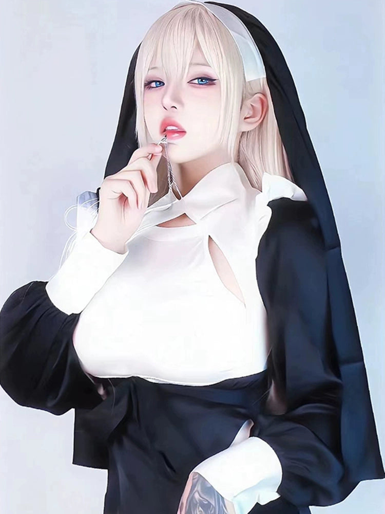 Nun's Outfit Cos Sexy Tight Clothes Cross-Dressing Cosplay Costume Slim Looking Maid Style Dress Pure Desire Plus Size - Premium  from Lizard Vigilante - Just $15.99! Shop now at Lizard Vigilante