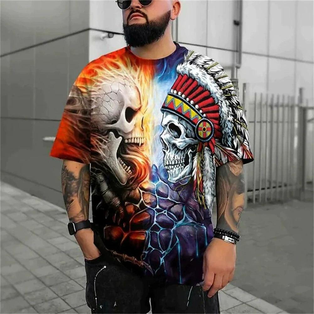 3D Skeleton Loose Round Collar T-shirt Casual 3D Skull Loose Crew Neck T-shirt - Premium T-Shirt from Lizard Vigilante - Just $22.99! Shop now at Lizard Vigilante