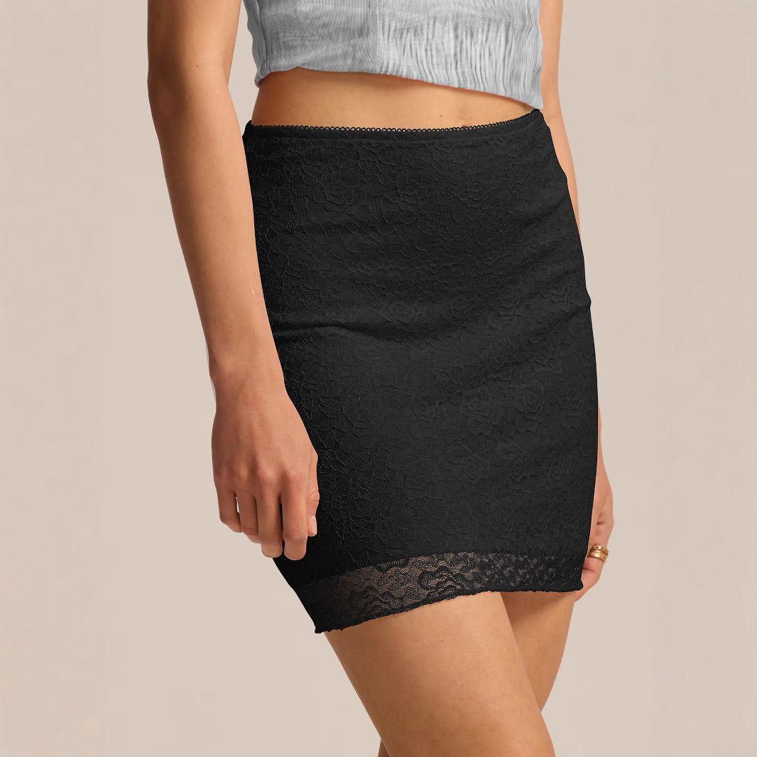 Women Clothing Lace Skirt Sexy Slim Fit Anti Exposure Bottoming Lined Hip Skirt for Women