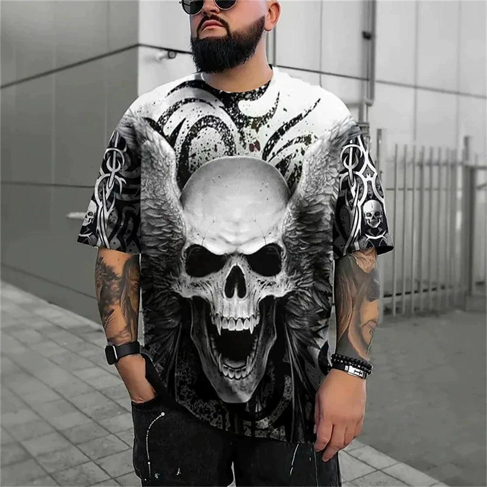 3D Skeleton Loose Round Collar T-shirt Casual 3D Skull Loose Crew Neck T-shirt - Premium T-Shirt from Lizard Vigilante - Just $22.99! Shop now at Lizard Vigilante