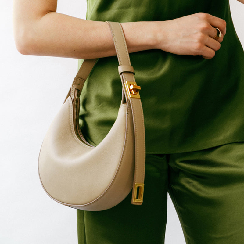 Selenodont Crescent Handbag – Women's PU Leather Shoulder Bag with Trendy Stitch Design - Premium purse from Lizard Vigilante - Just $53.88! Shop now at Lizard Vigilante