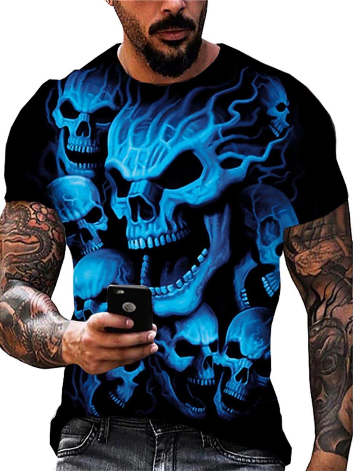 3D Skeleton Loose Round Collar T-shirt Casual 3D Skull Loose Crew Neck T-shirt - Premium T-Shirt from Lizard Vigilante - Just $22.99! Shop now at Lizard Vigilante