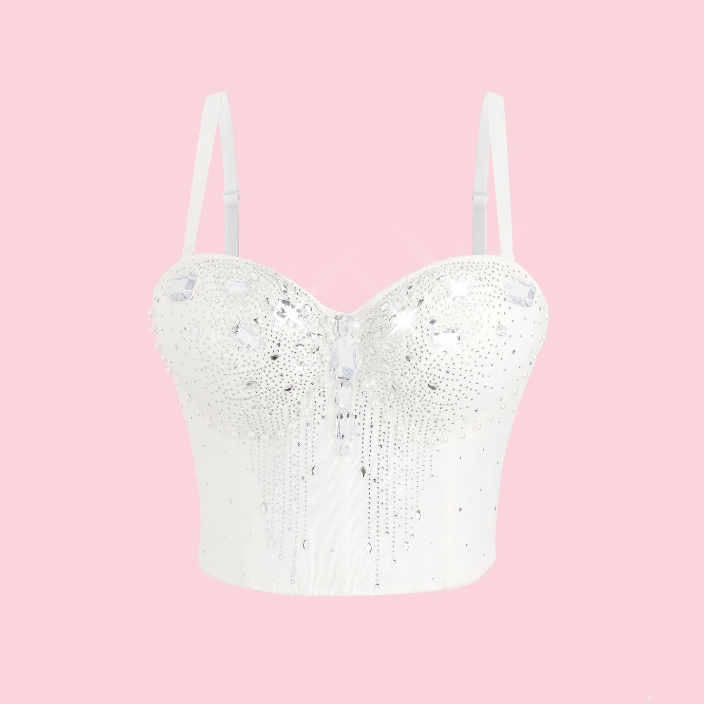 Women Wear Tube Top Rhinestone Chain Handmade Small Vest Sling Basic Design