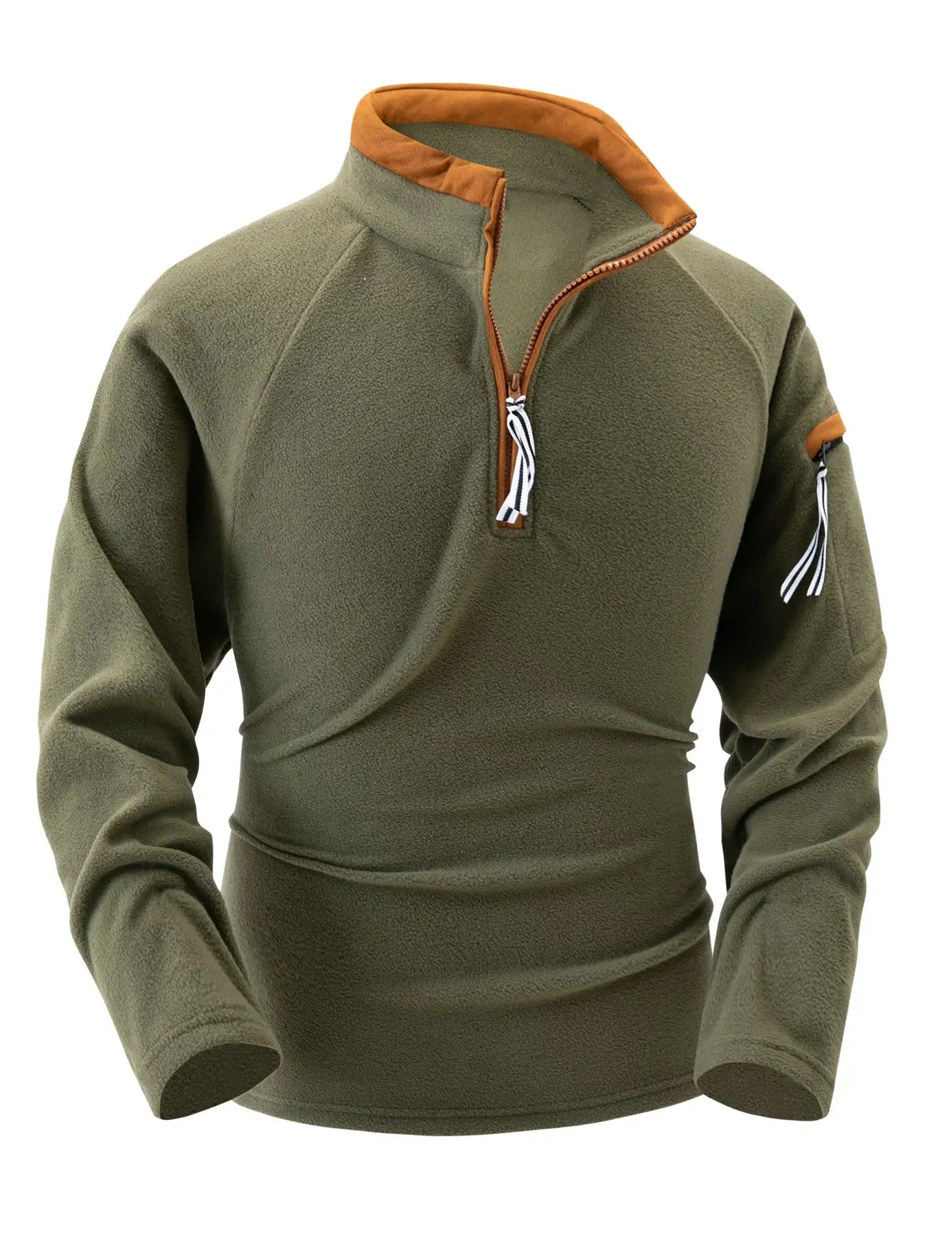 Stand Collar Half Zip Long Sleeve Tactical Arm Zipper Sweater