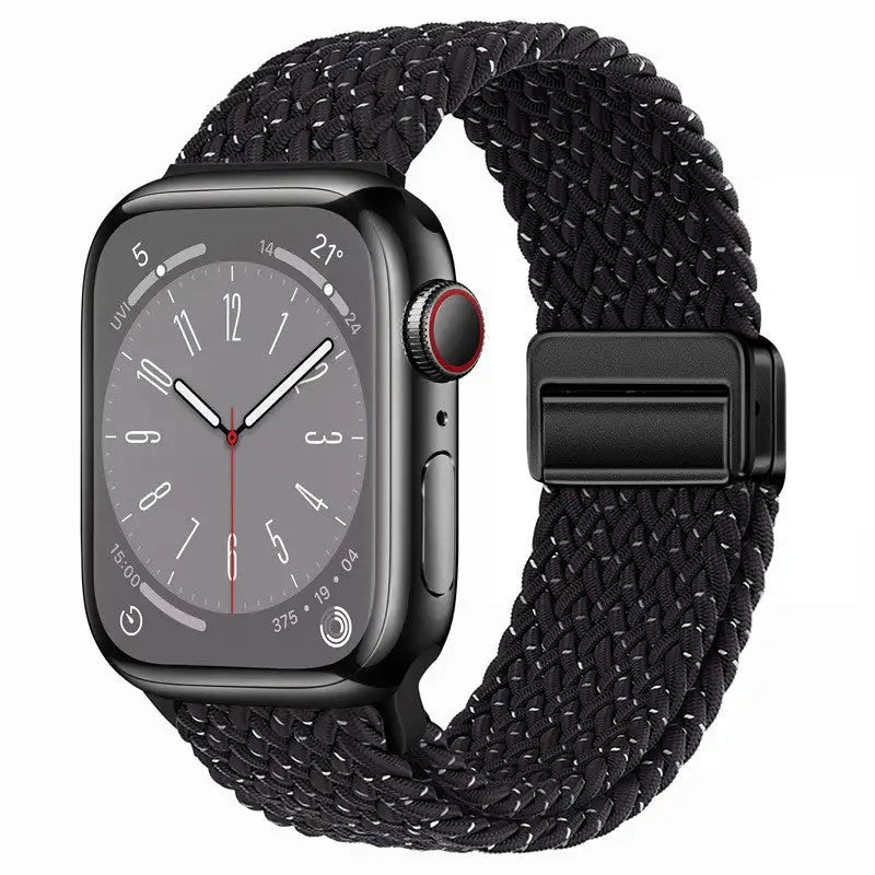 Metal Magnetic Buckle Nylon Braided Stretch Strap