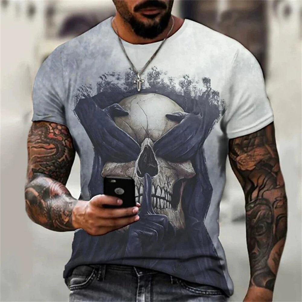 3D Skeleton Loose Round Collar T-shirt Casual 3D Skull Loose Crew Neck T-shirt - Premium T-Shirt from Lizard Vigilante - Just $22.99! Shop now at Lizard Vigilante