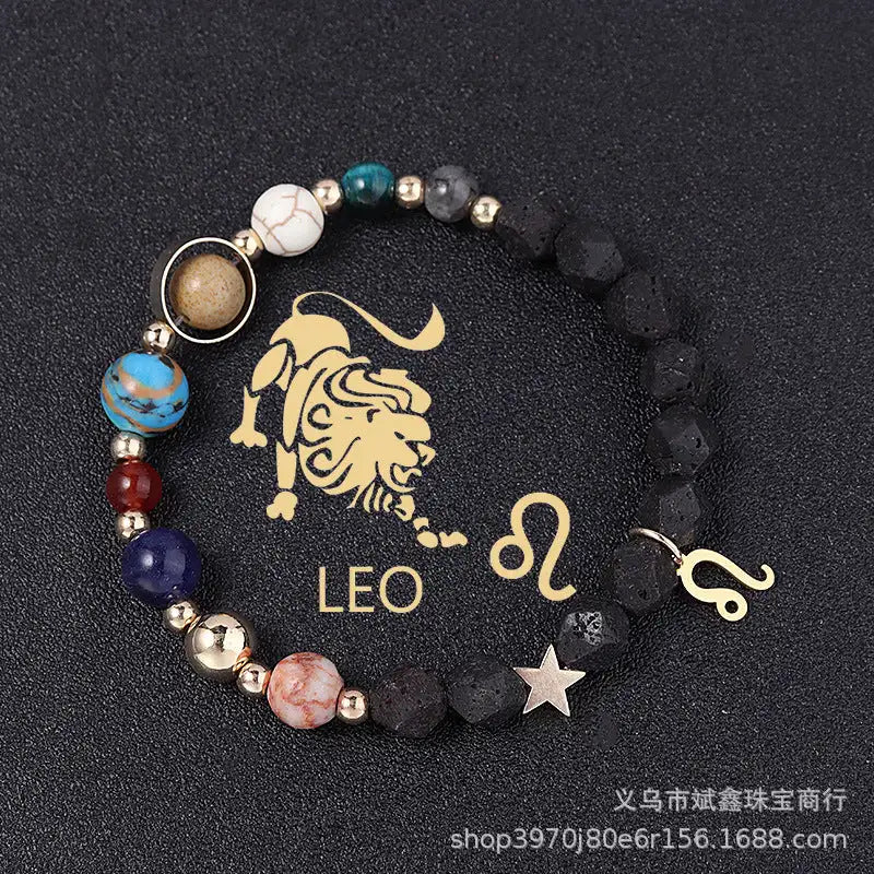 Natural Volcanic Rock Twelve Constellations Bracelets Fashion European And American Style